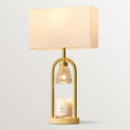 PoKat 22'' Table Lamp with Candle Warmer for Bedroom, Farmhouse Wood & Gold