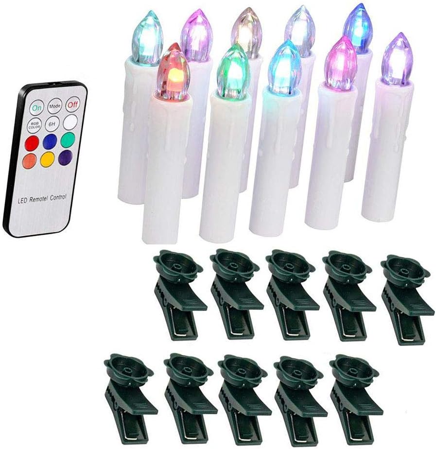 Timer LED Candles Flameless Candlesticks,4inches Remote Control Candle LED Tapered Candlestick for Harry Potter Party Decoration Wedding Decor Window Light, Multicolor, Ivory,10pcs