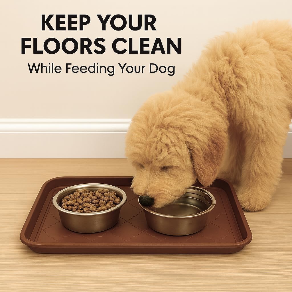 2-Pack Boot Trays for Entryway, Plastic Shoe Tray with Raised Edges (Brown)