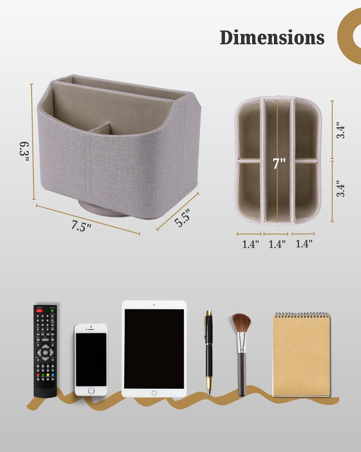 LAMOTI Remote Control Holder, 360° Rotating PU Leather Desk Organizer