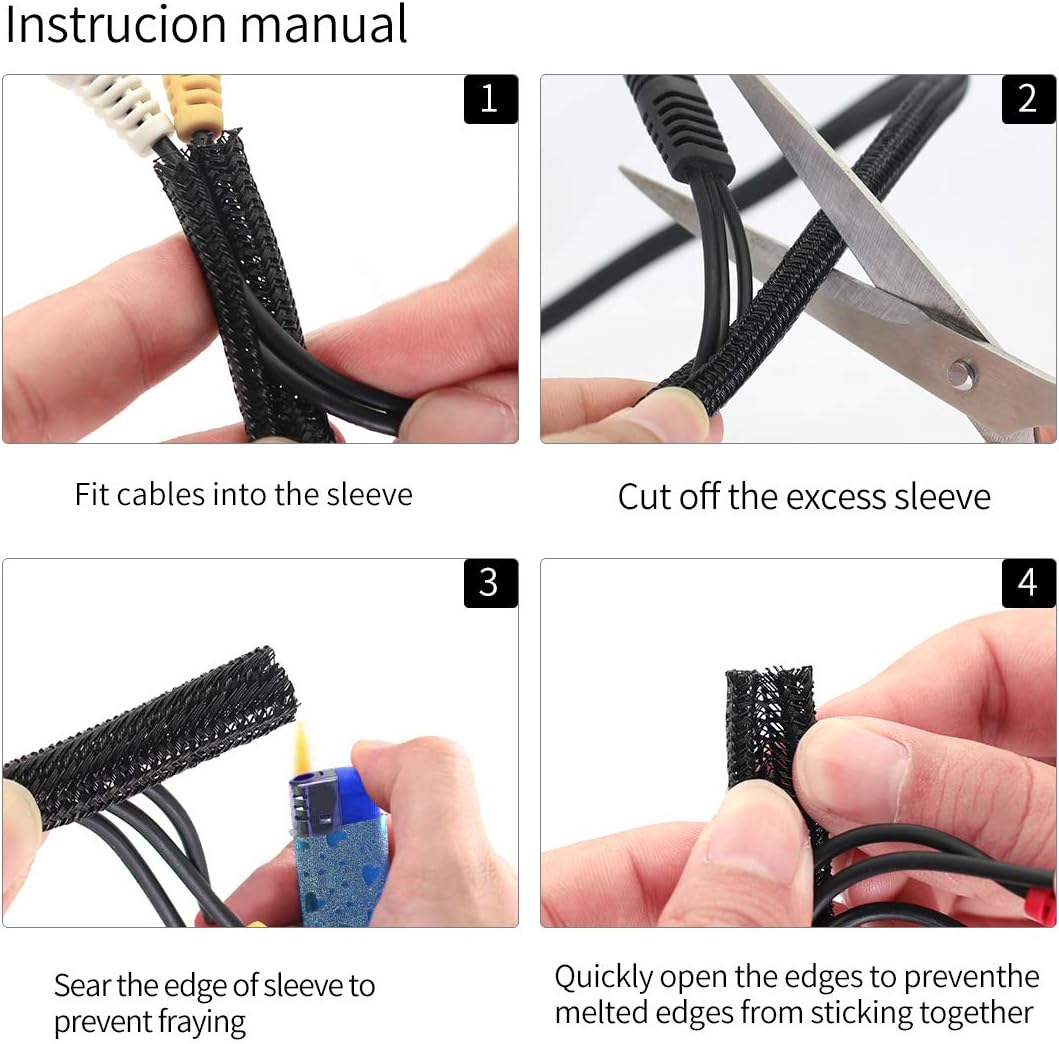 Cable Management Sleeve, Protect Cat from Chewing Cords Cord Protector Wire Loom Tubing Cable Sleeve Split Sleeving for TV/Computer/Home Entertainment Audio Video Cable USB Charger Cable