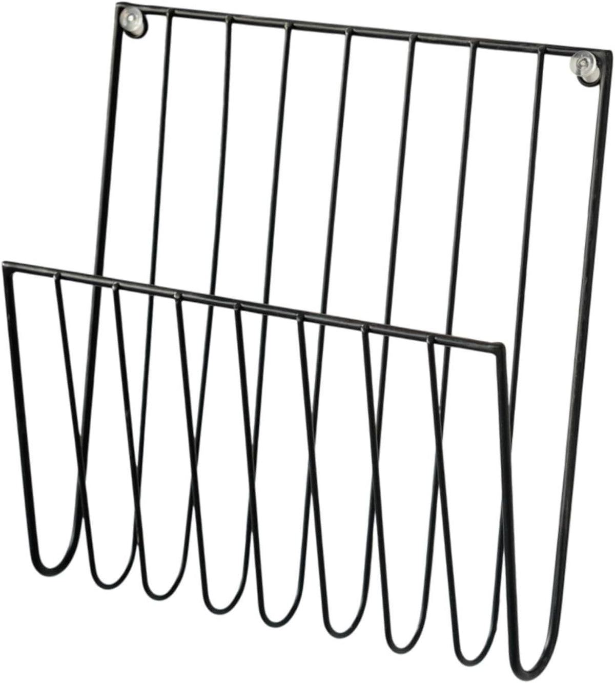 Black Wall Mounted Magazine Rack and File Holder, Iron Mail Organizer for Home Office and Study Room