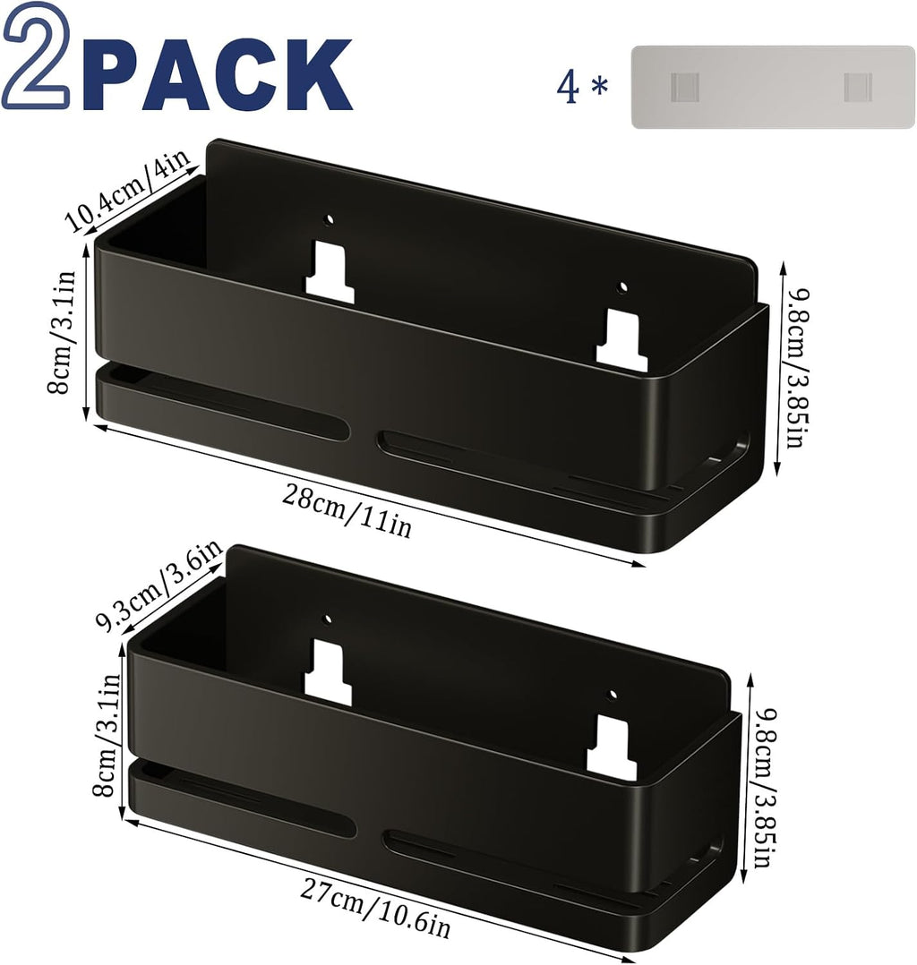 Shower Caddy,2-Pack Shower Shelf,no Drill Shower Organizer(Black)