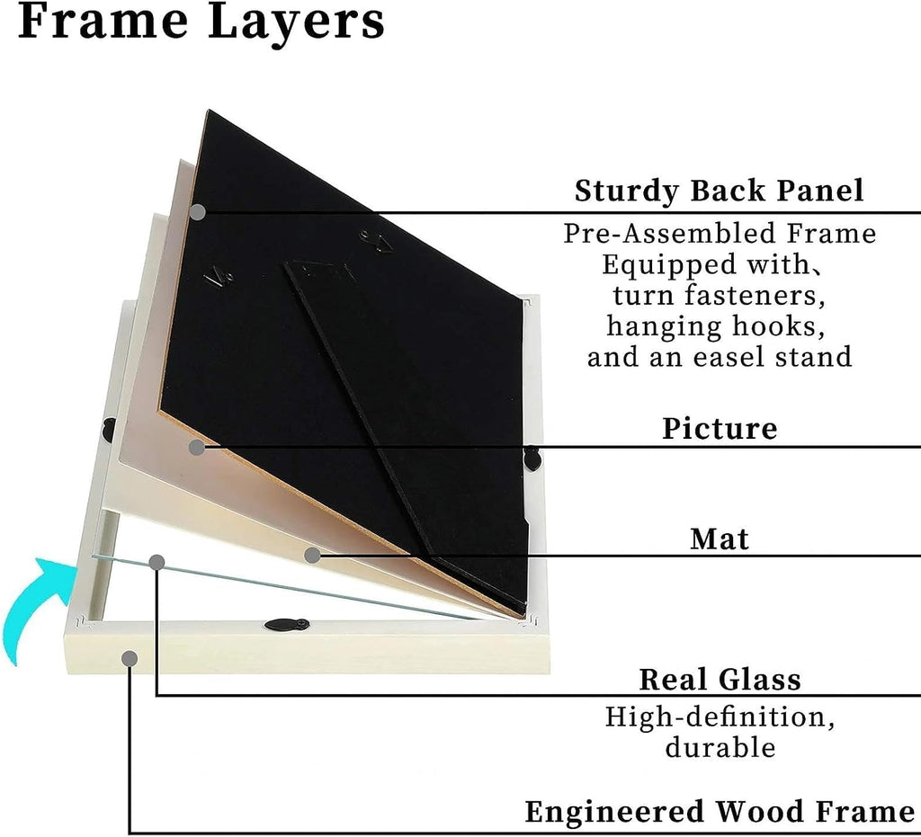 VIOLABBEY 8x10 Picture Frame Creamy White Set of 2, Shadow Bow