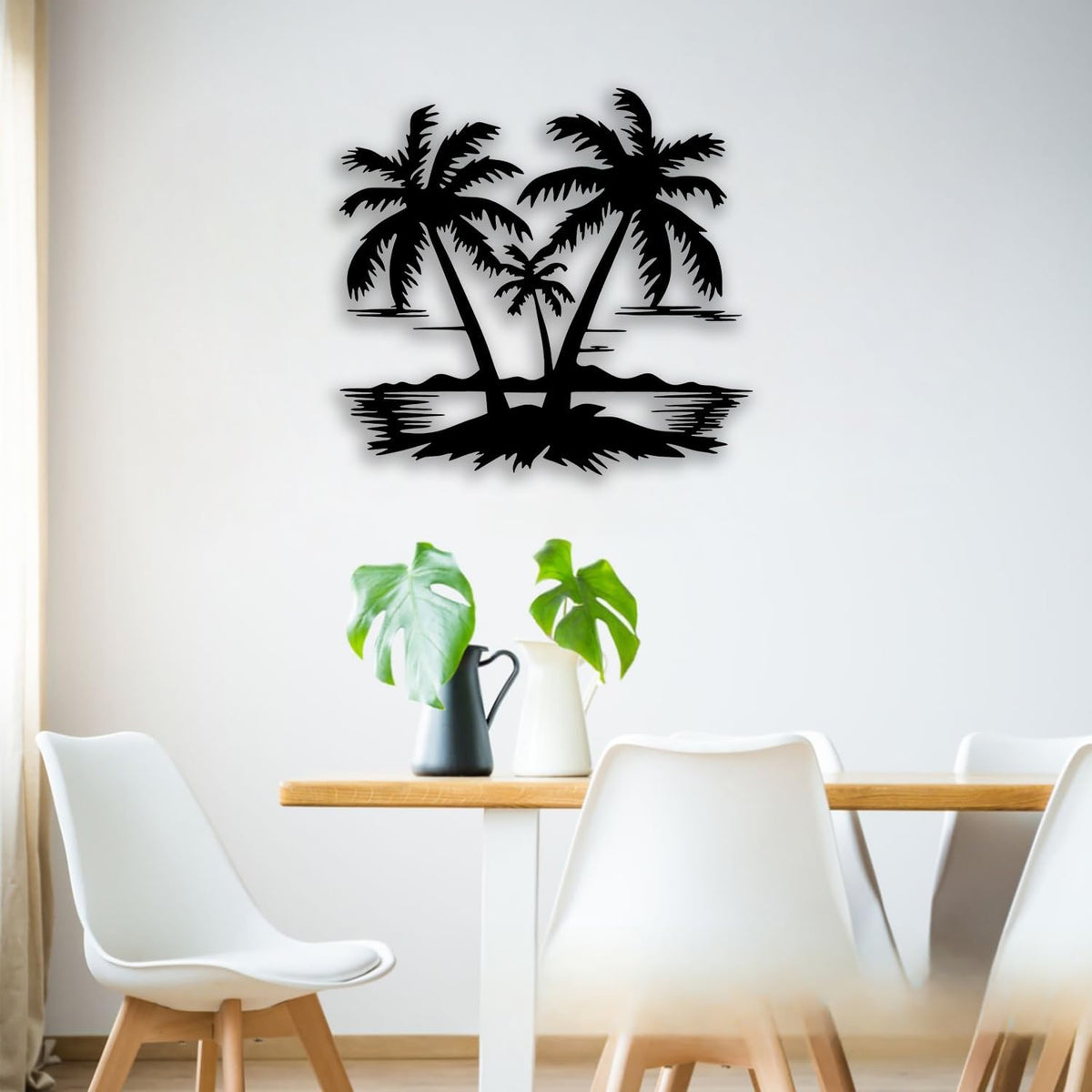OPTYBVFD Tropical Palm Tree Metal Wall Decor - Room Decor Wall Art Home Decor for Living Room, Bedroom, Dining Room, Office, Coastal, Beach (Black)