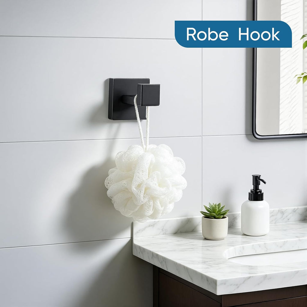 VELIMAX Mattle Black Towel Bar, SUS304 Stainless Steel Bathroom Hardware Set, Towel Racks for Bathroom Wall Mounted 16-Inches