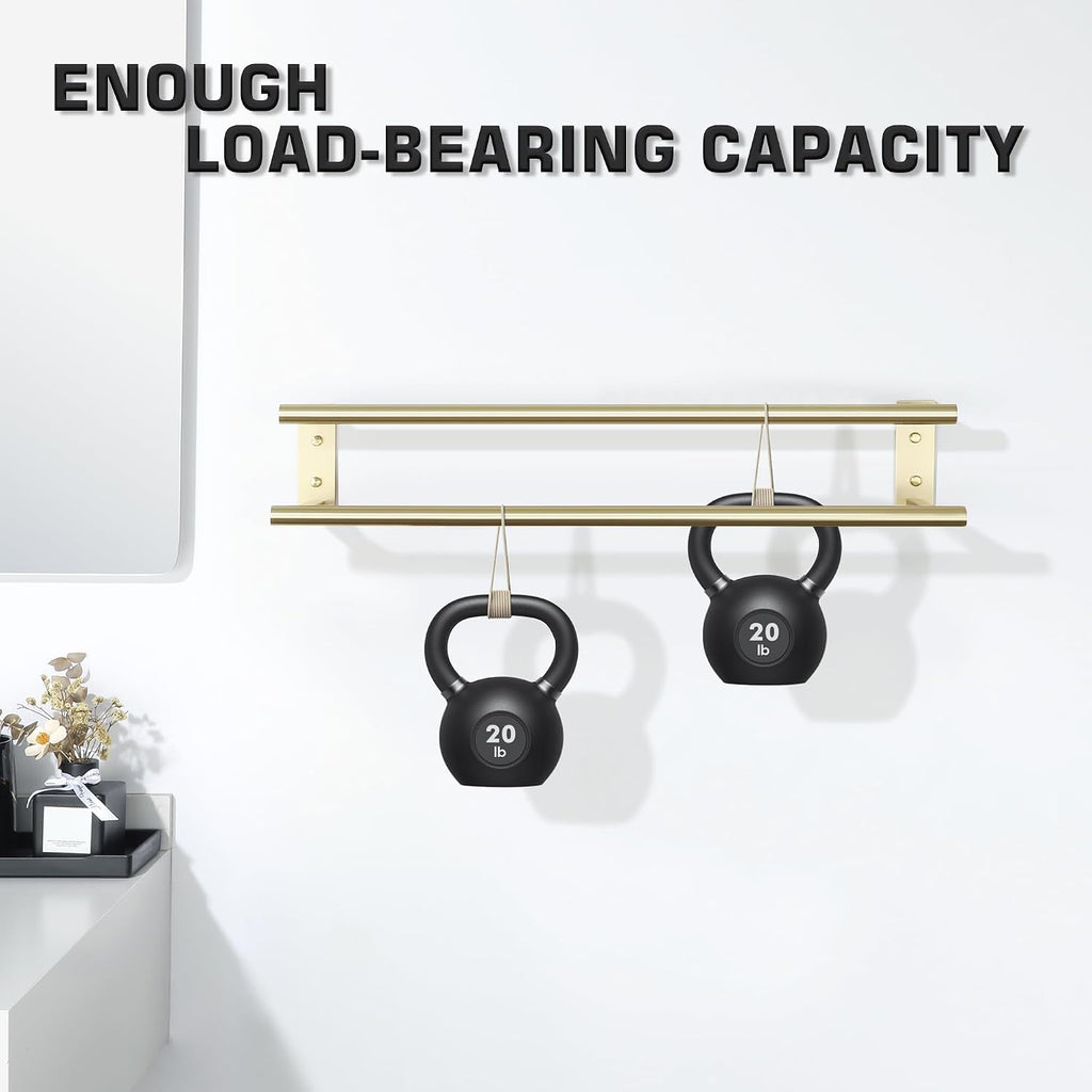 Alise 28‘’ Double Towel Bar for Bathroom Wall Mounted, Brushed Gold