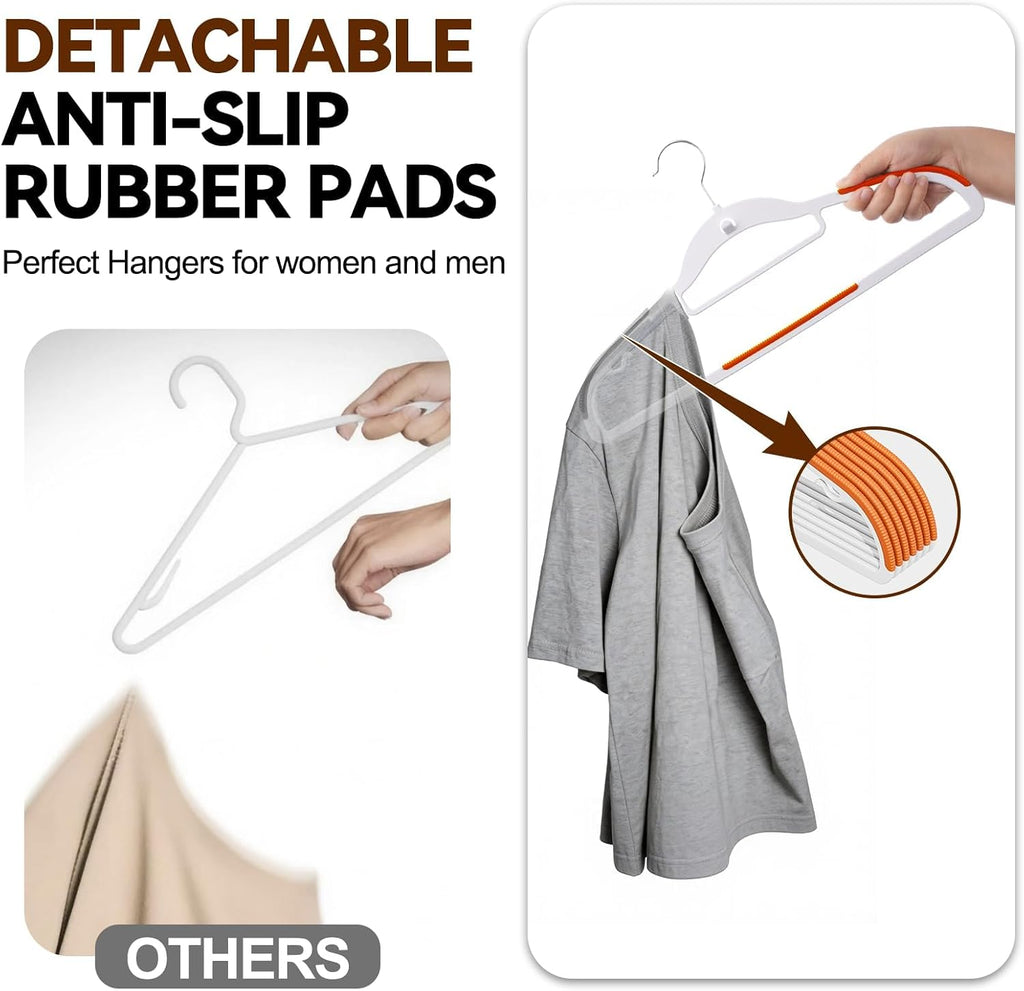 Plastic Stackable Hangers 50 Pack, 360° Swivel Hook, Orange