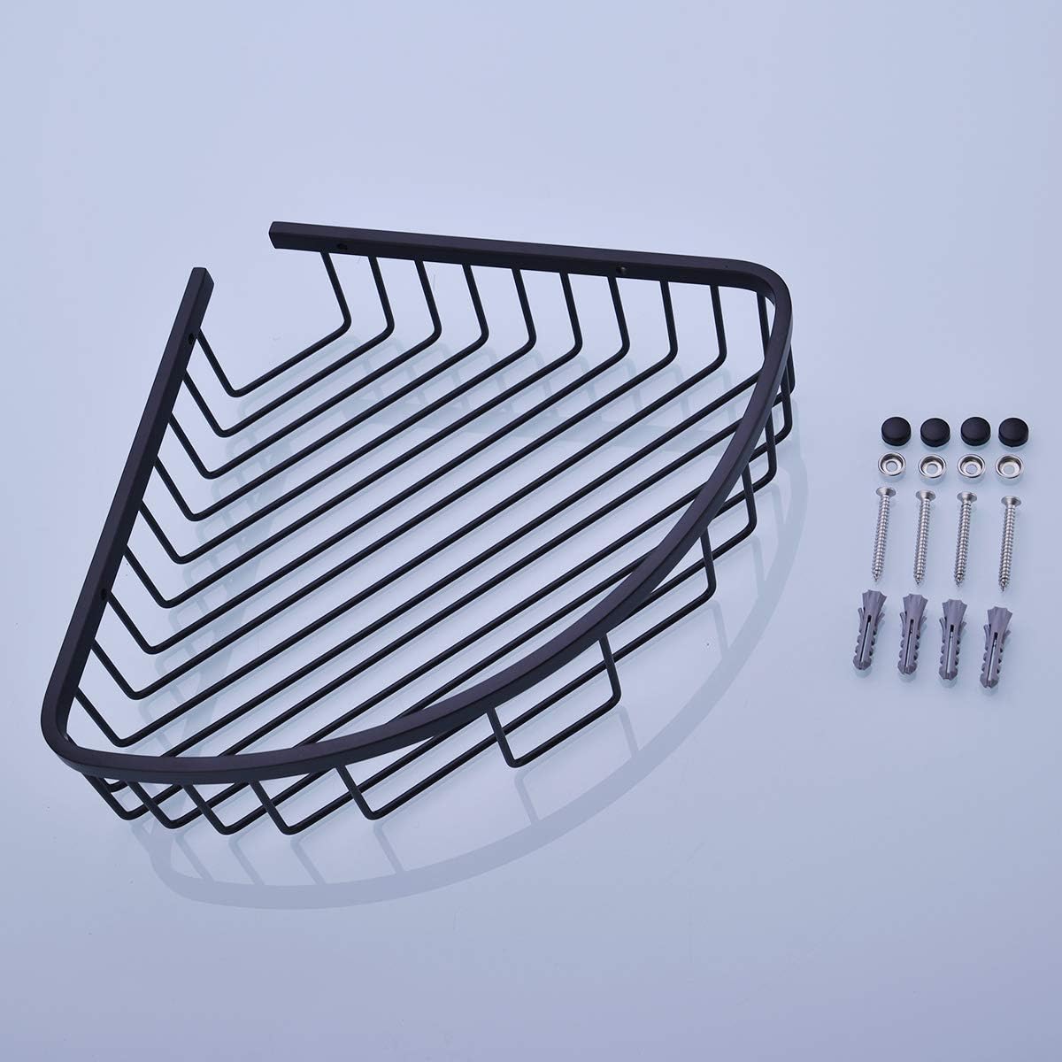 304 Stainless Steel Shower Caddy Corner Basket Shelf Bathroom Organizer Wall Mounted Storage, Matte Black Plated Finish Heavy Duty