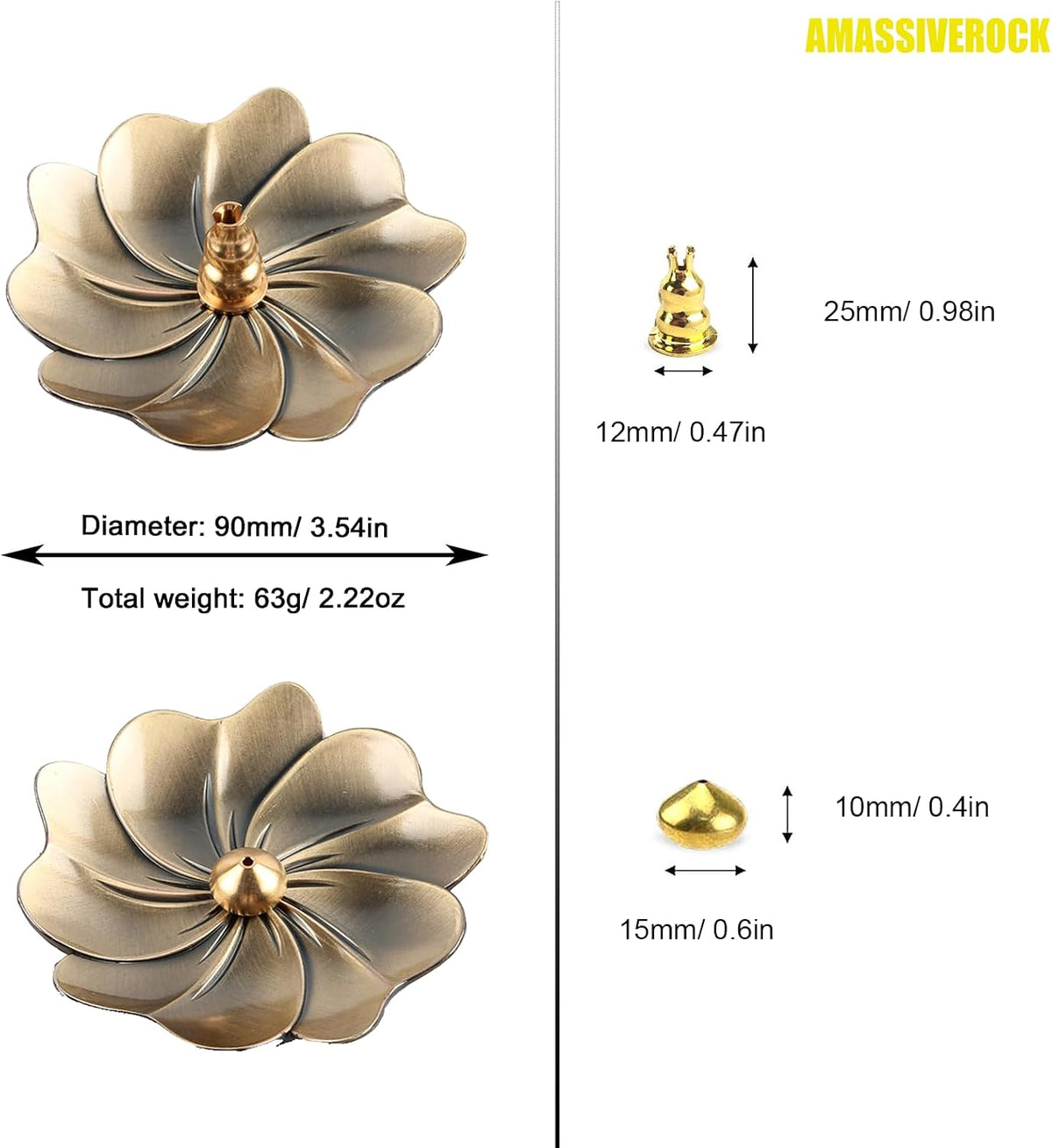 Coils Incense Burner Holder, Brass Incense Holder, Gold Lotus Incense Sticks Holder, Incense Coils Spiral Design for Long-Lasting Fragrance Meditation Yoga Decor Home
