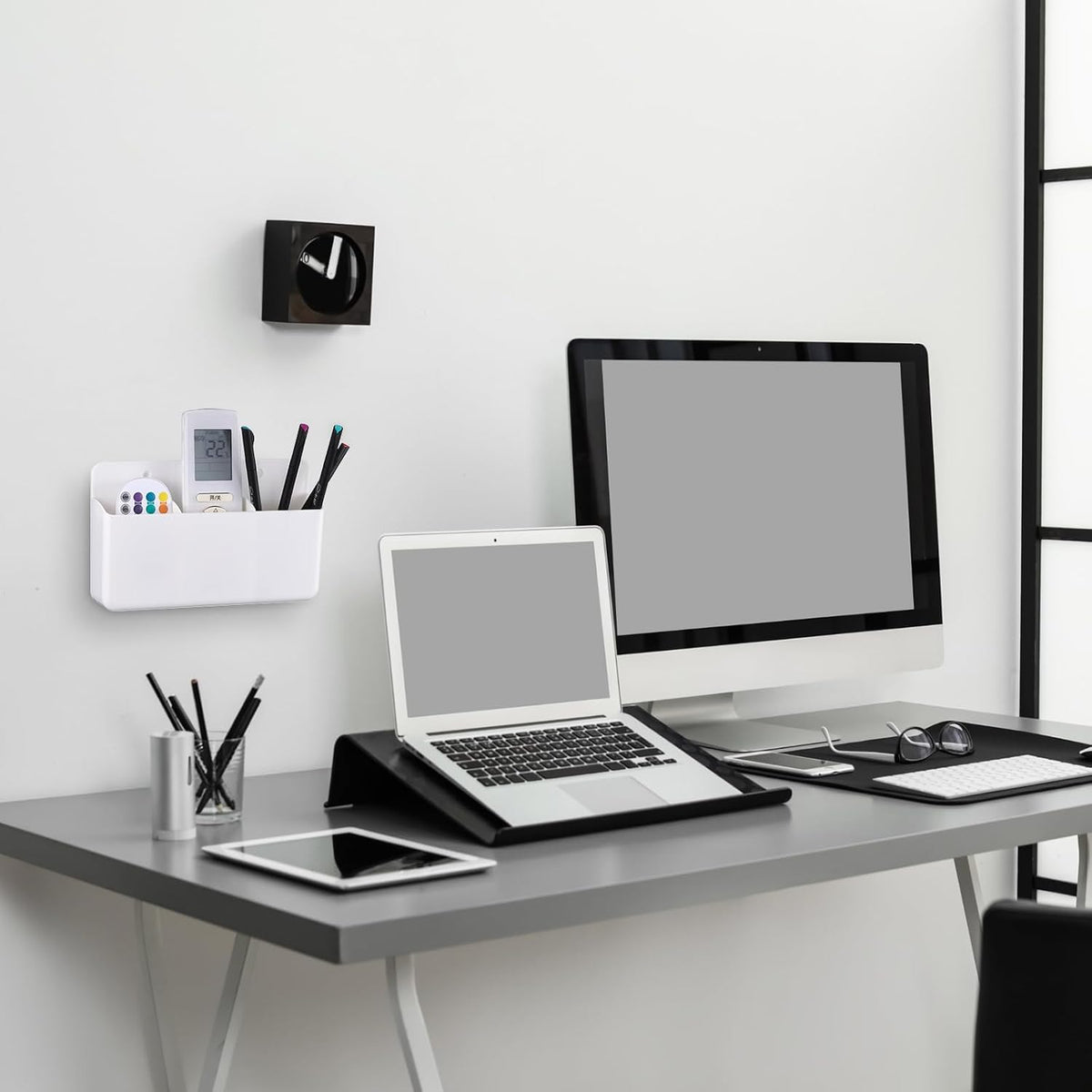 CroBlissful 12 Pcs Remote Control Holder Wall Mount Self Adhesive, White