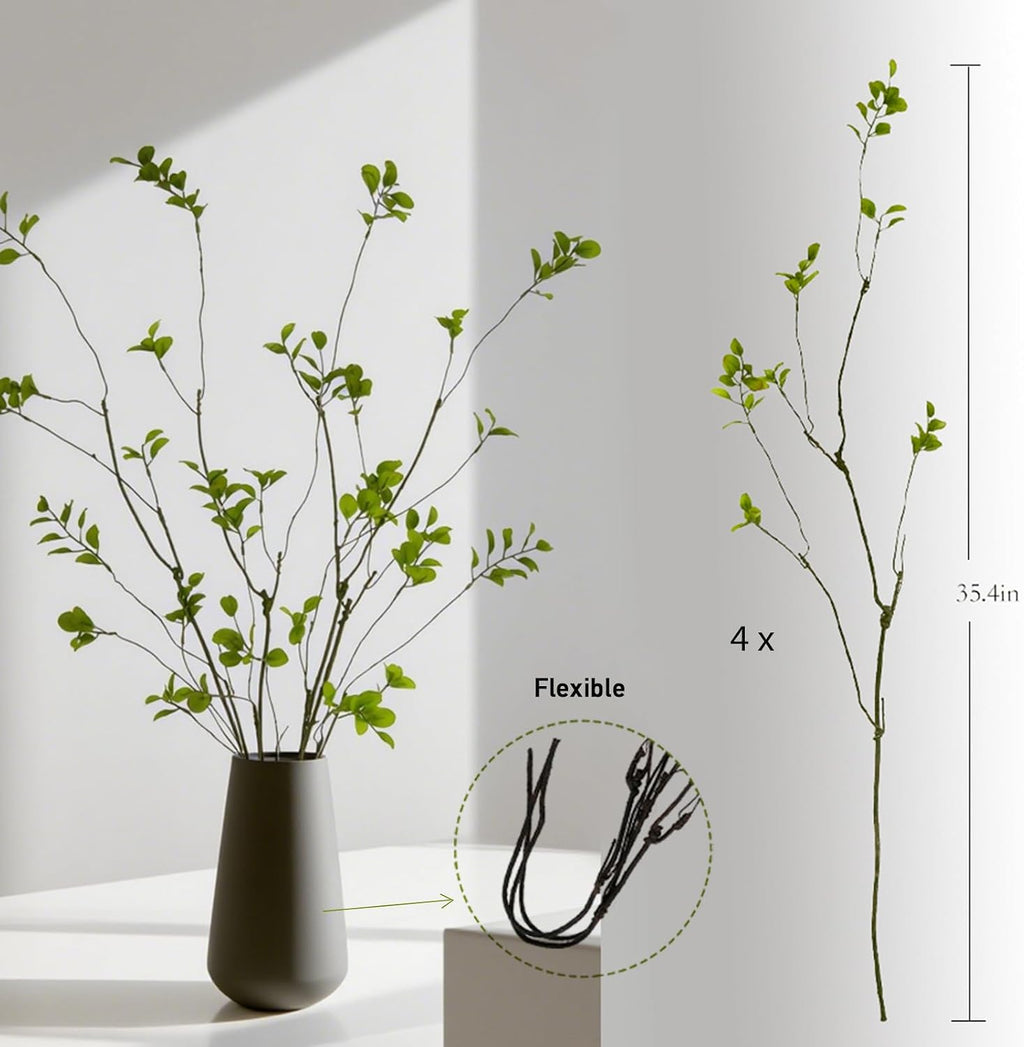 4 Pcs Eucalyptus Stems for Vase, Faux Greenery Branches