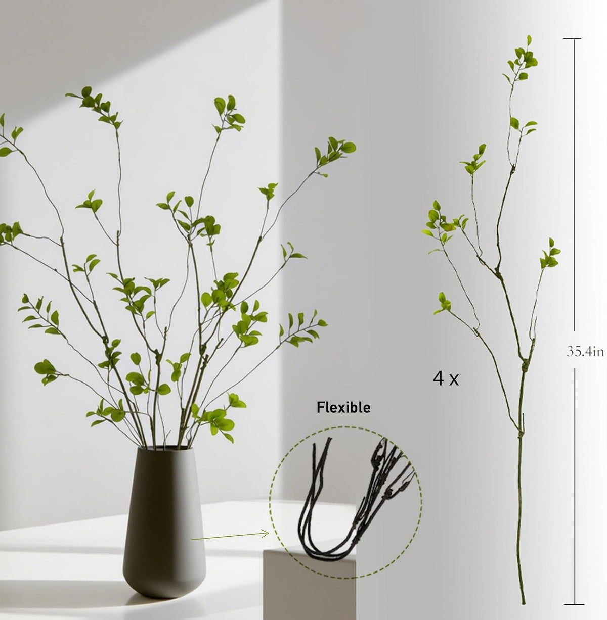 4 Pcs Eucalyptus Stems for Vase, Faux Greenery Branches