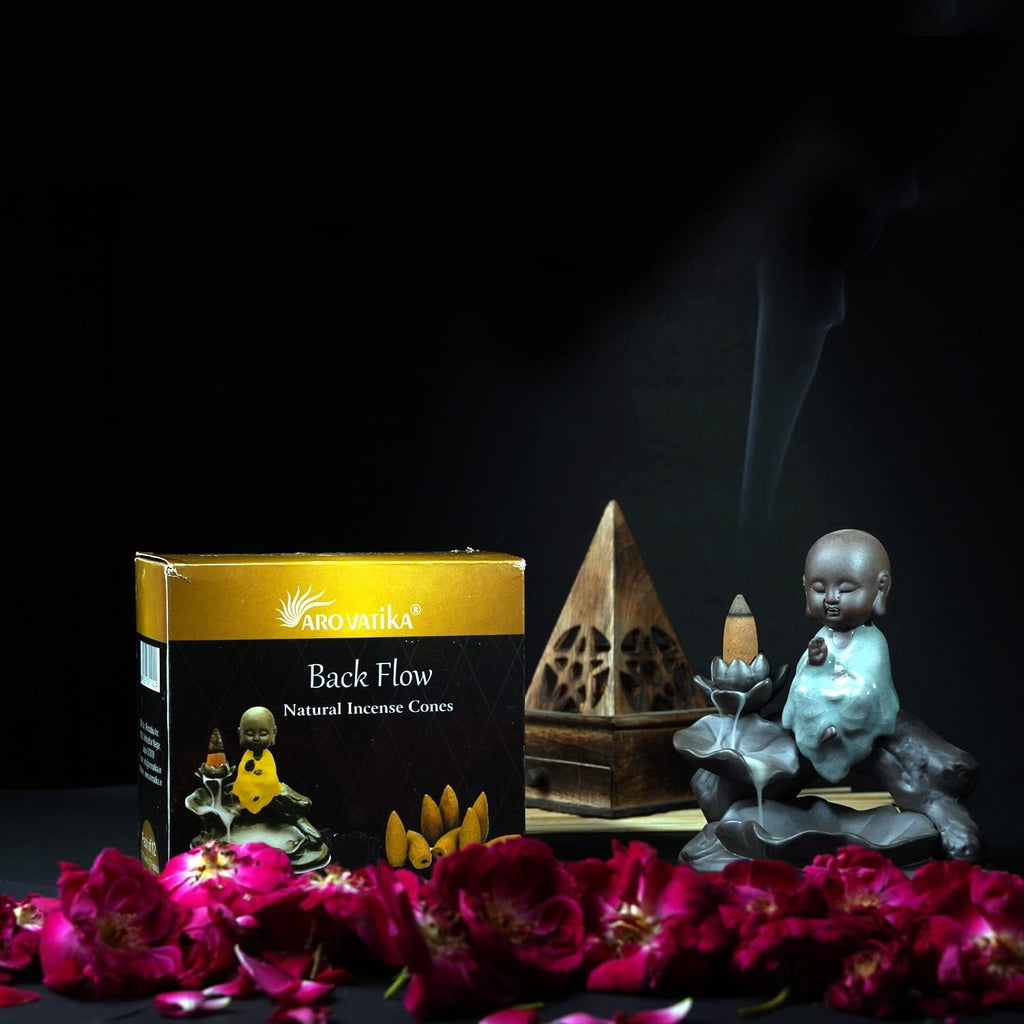 ARO VATIKA Backflow Natural Masala 120 Incense Cones | Pack of 11 Different Assorted Fragrances | for Home Fragrance & Prayers | Size 32mm | Burn Time- Approx 18 Minutes