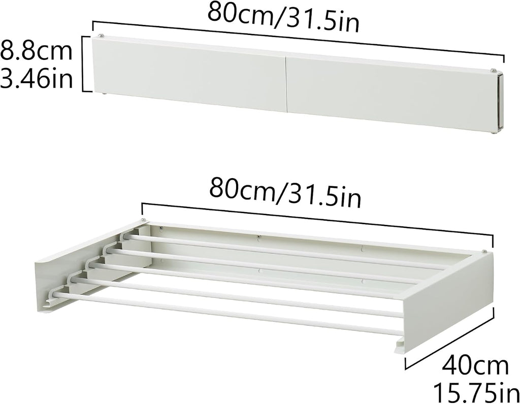 RFOUO Wall Mounted Clothes Drying Rack,White 31.5"