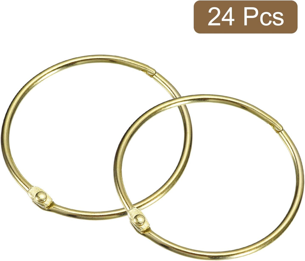 uxcell 24Pcs 2.5 Inch Shower Curtain Rings Rustproof Metal Round Shower Hooks Snap Joint Design for Bathroom Shower Rod, Gold