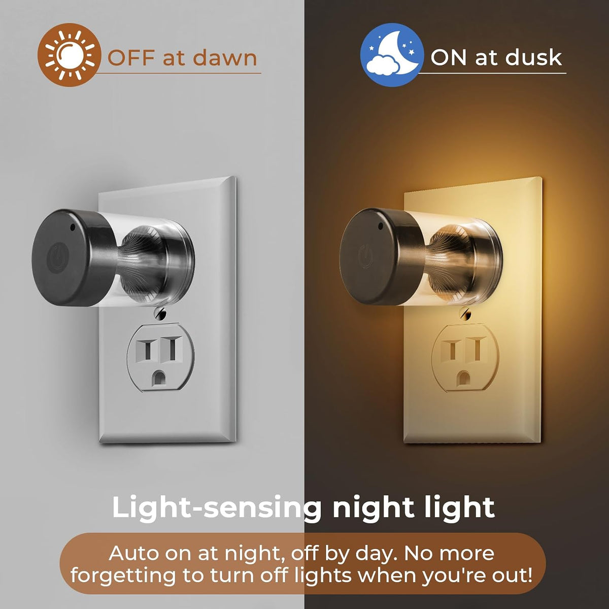 Dimmable LED Night Light Plug in Wall, Touch Control & 3-Color Temperature