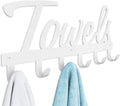 Livelab Towel Rack, Towel Racks for Bathroom Wall Mounted, 6 Hooks White Towel Holder for Bathroom Space Saving, Waterproof Rustproof Easy Install Towel Hanger for Bathroom, Pool, Living Room