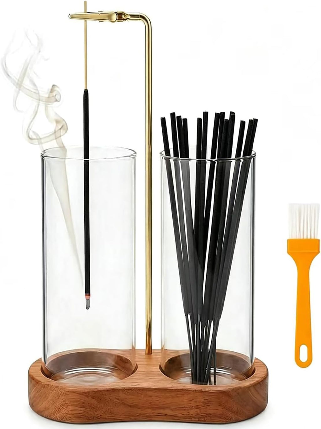 Incense Holder for Sticks with Glass Ash Catcher - Upside Down Anti-Ash Flying Incense Burner & Stick Storage Organizer, Ideal for Meditation, Yoga, Zen Home Decor, Spa Relaxation Gift