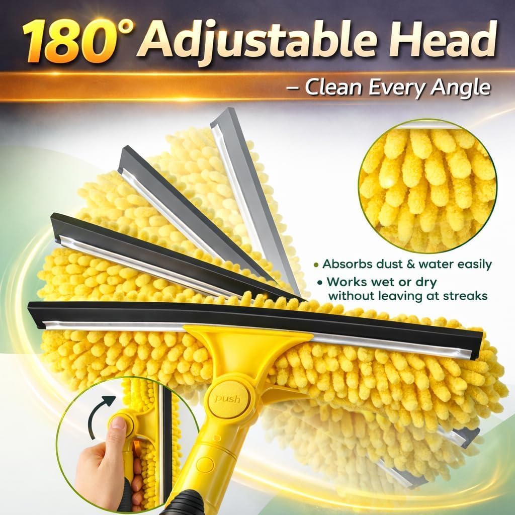 30 Feet High Reach Squeegee Window Cleaner Kit with 5-24Ft Extension Pole