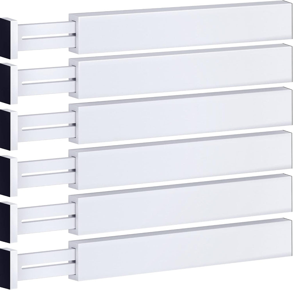 6-Pack Drawer Dividers 2.6-Inch High Dresser Organizer 16 to 22 Inch, White
