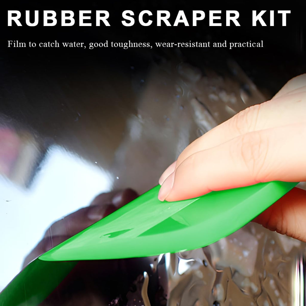 KVAEY 5 in 1 Rubber Squeegee Kit, Anti-Scratch Flexible Soft Matte TPU Coating Scraper Kit, Small Tint Squeegee Water Blade Scraper for Paint Protection Film Household Cleaning (Green)
