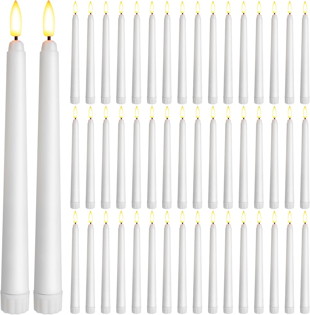 Baquler 50 Pcs Flameless Taper Candles Bulk Battery Operated, 8.5 Inch