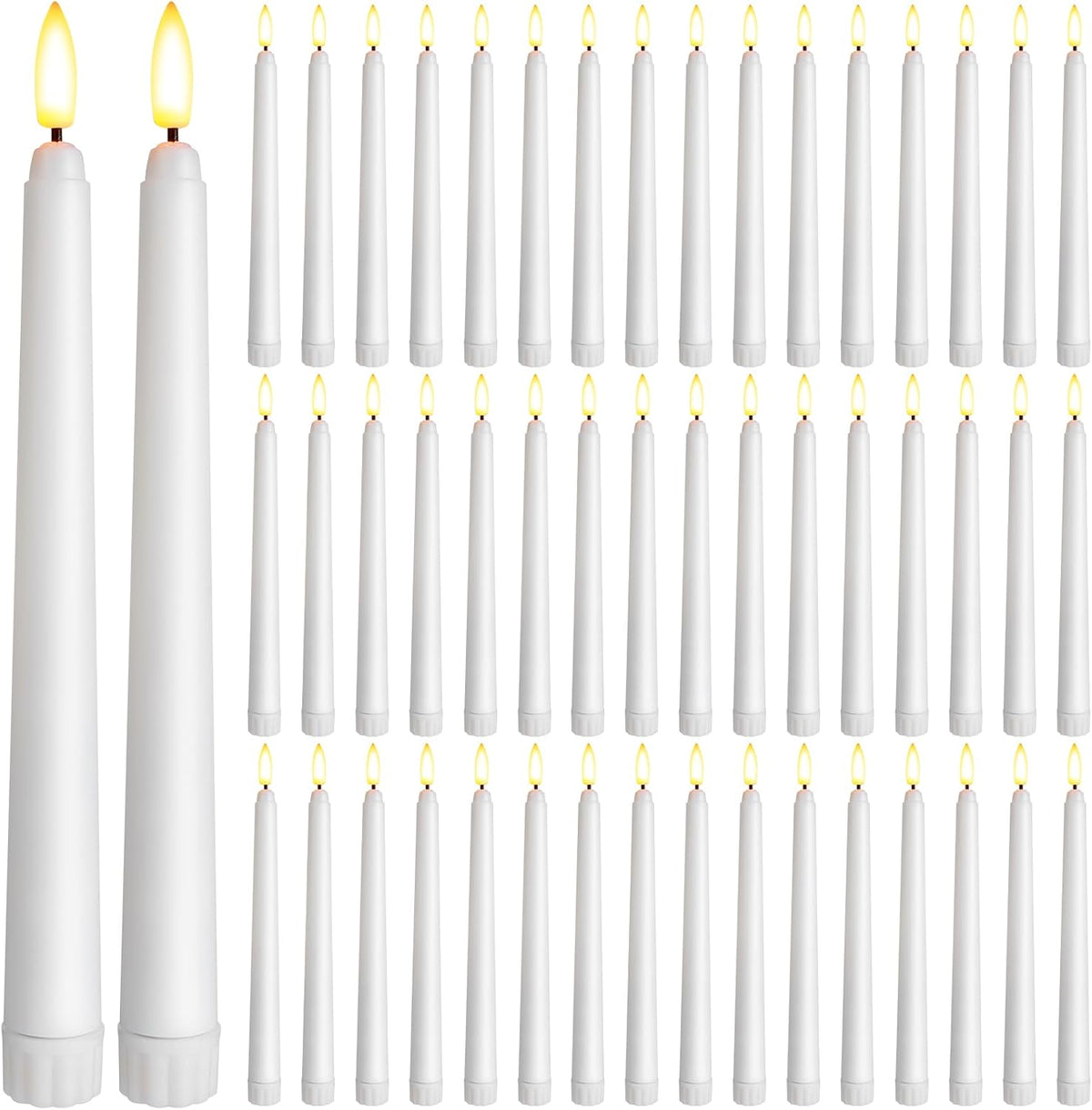 Baquler 50 Pcs Flameless Taper Candles Bulk Battery Operated, 8.5 Inch