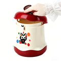 Cute Mini Desktop Trash Can - Small Desk Garbage Bin with One-Touch Press Lid - 6.3 Inch Plastic Waste Basket for Home Office, Bedroom, Vanity, Car - Cat Design (Red)