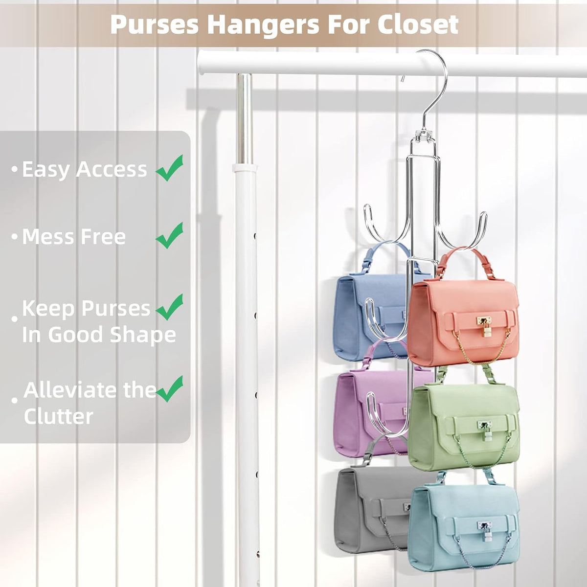 Purse Hanger Organizer for Closet Organization and Space Saving, 2 Pack