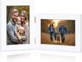 5x7 Double Hinged Picture Frame with Real Glass, PS04-WHD7