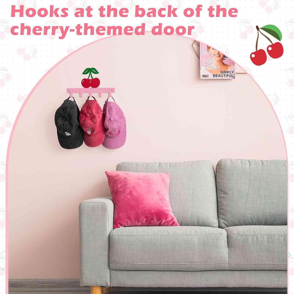 Reallnaive Cherry Bathroom Decor Over The Door Hooks Pink Cute Door Hanger