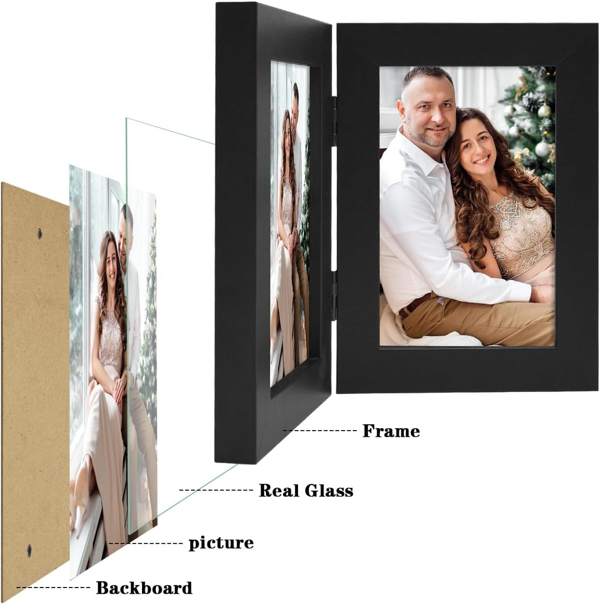 Frametory, 4x6 Double Picture Frame Black, 1 Pack