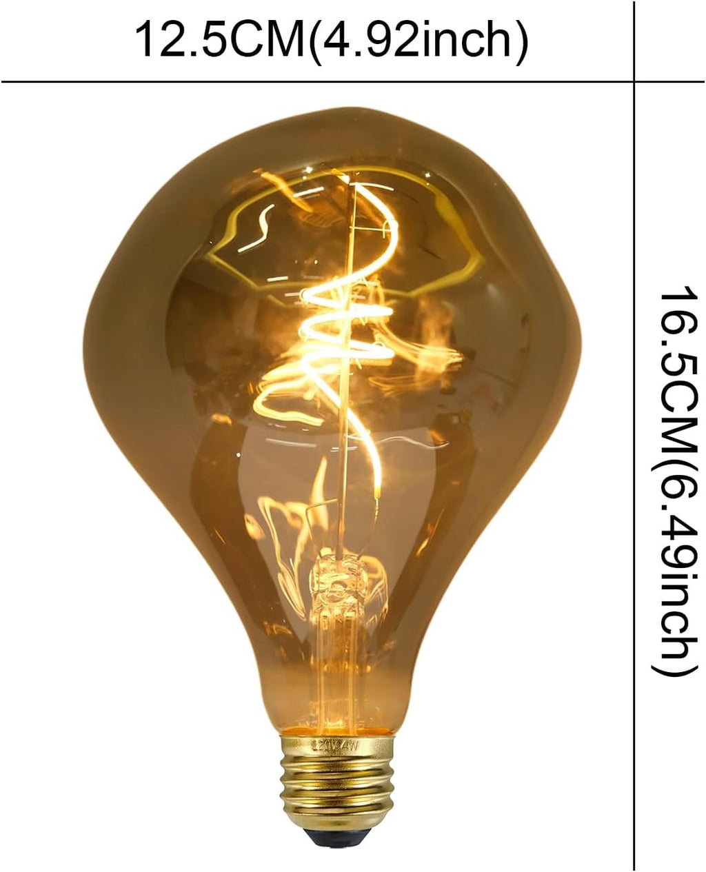 G40 LED Edison Bulb, Smoke Gray Hand-Blown Hard Glass, 4W (25W Incandescent Equivalent), 110-130V, E26, 2000K Warm Yellow Light, 200LM, Dimmable, for Indoor Decorative Lighting (Alien)