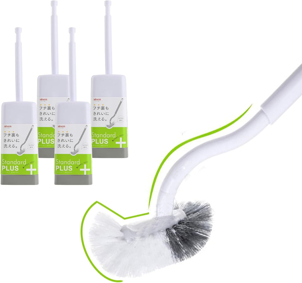 Marbrasse Bathroom Toilet Bowl Brush and Holder, Curved Design Toilet Brush for Deep Cleaning Under Rim, Best Toilet Brush Set, Easy Handy CompactToilet BowlCleaner Brush for Bathroom, 4 Pack