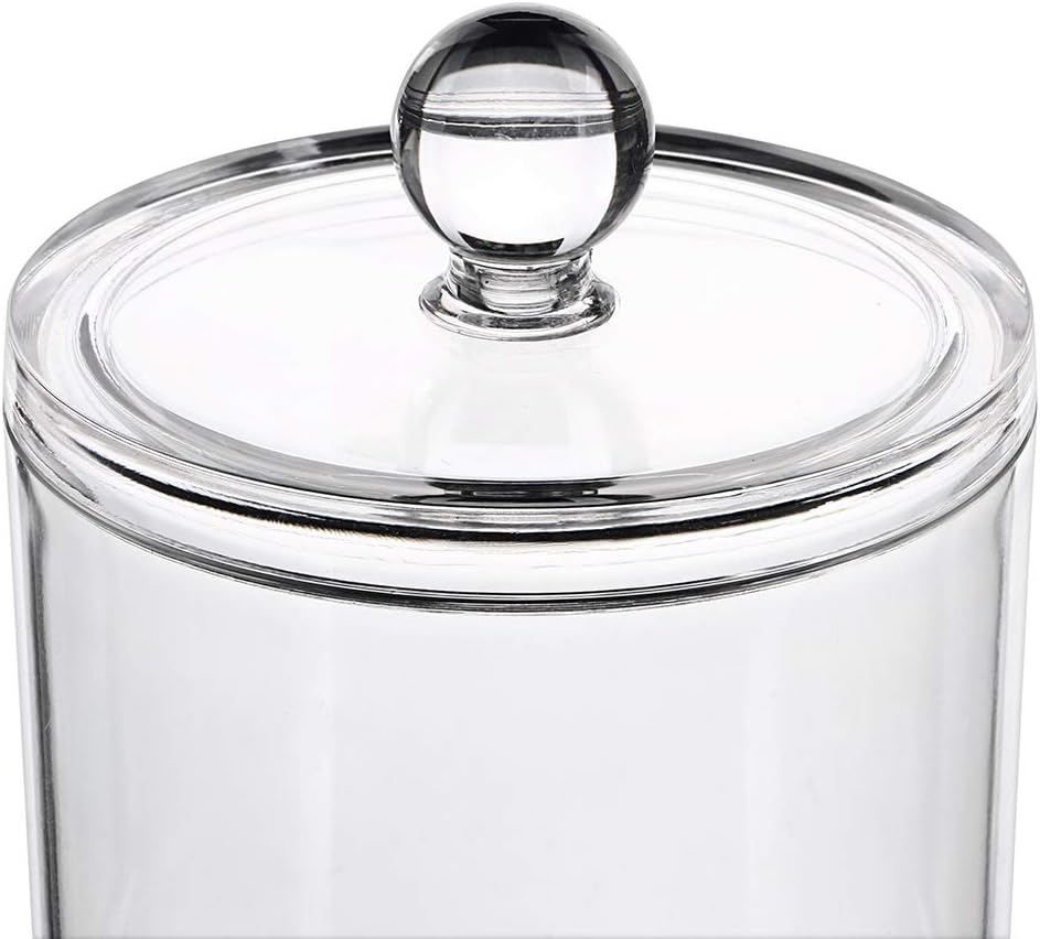 Hipiwe Cotton Ball and Swab Holder Organizer Clear Acrylic Apothecary Jar