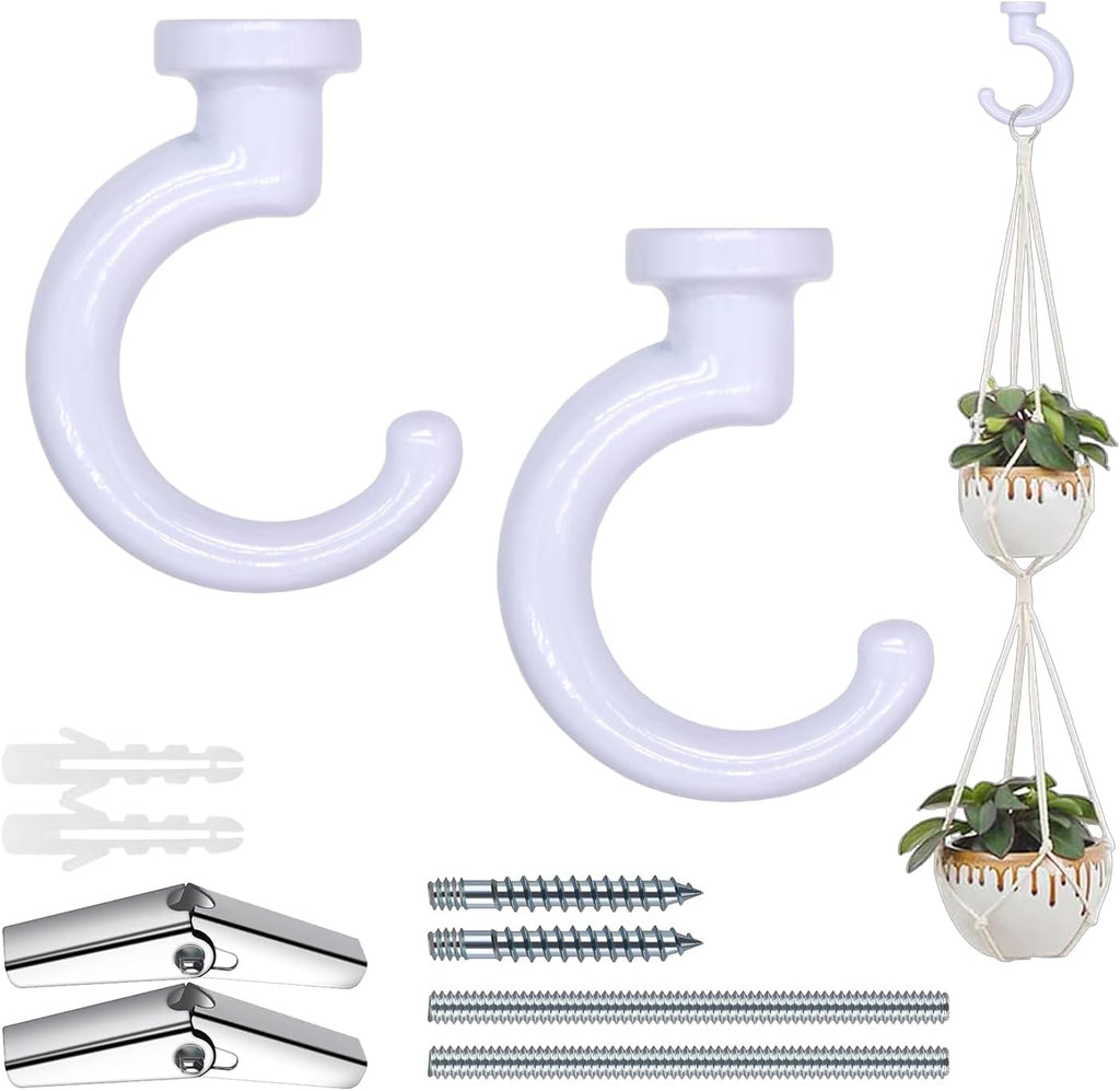 Heavy Duty Ceiling Hooks, Hanging Plants, Swag (2, White)