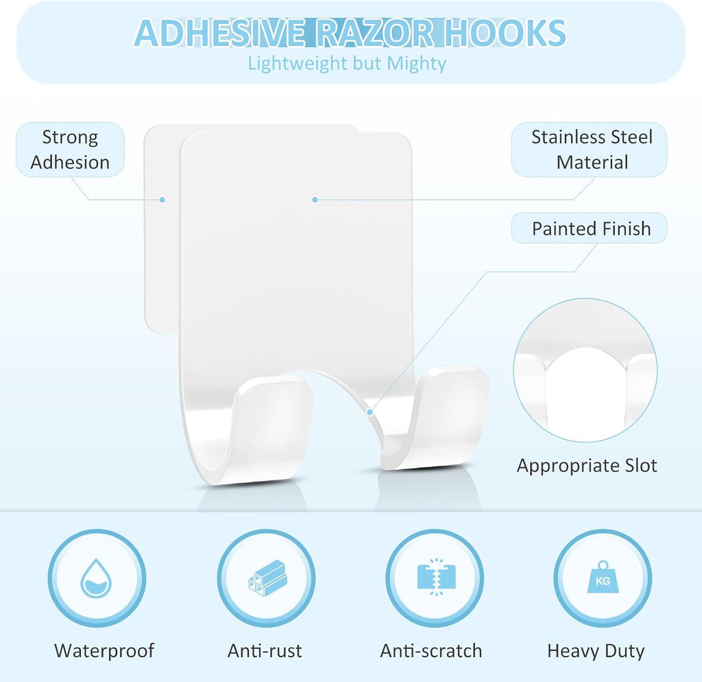 VIS'V Shower Wall Adhesive Razor Holder for His and Hers, White, 2 Pcs