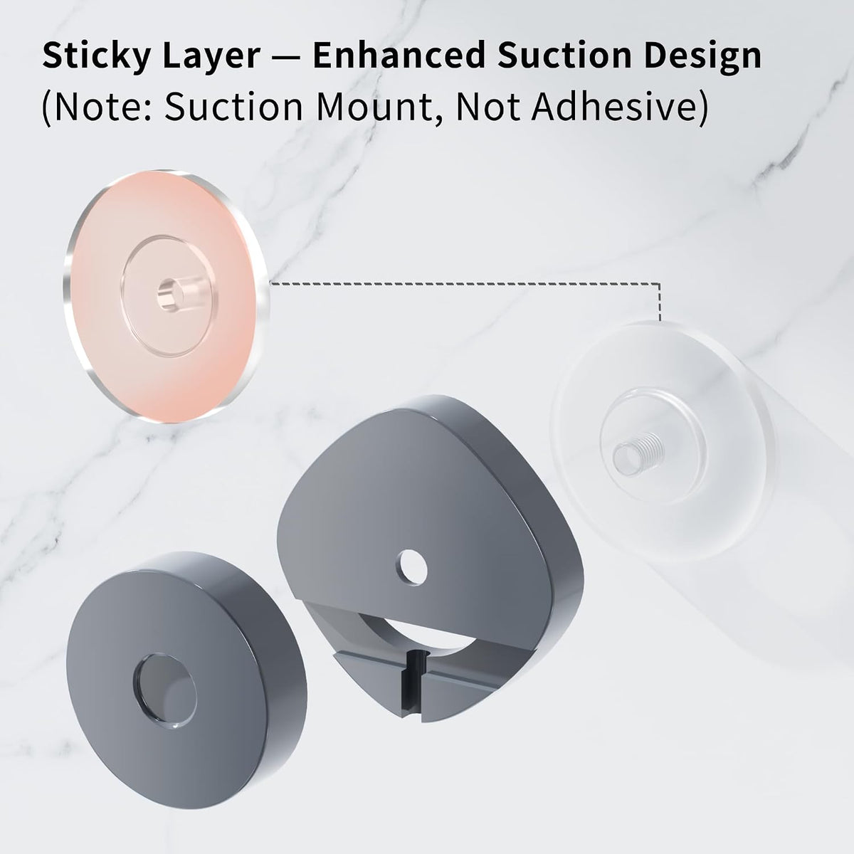 KEGII Suction Cup Shower Caddy 3 Pack, Bathroom Rack Organizer, Gray