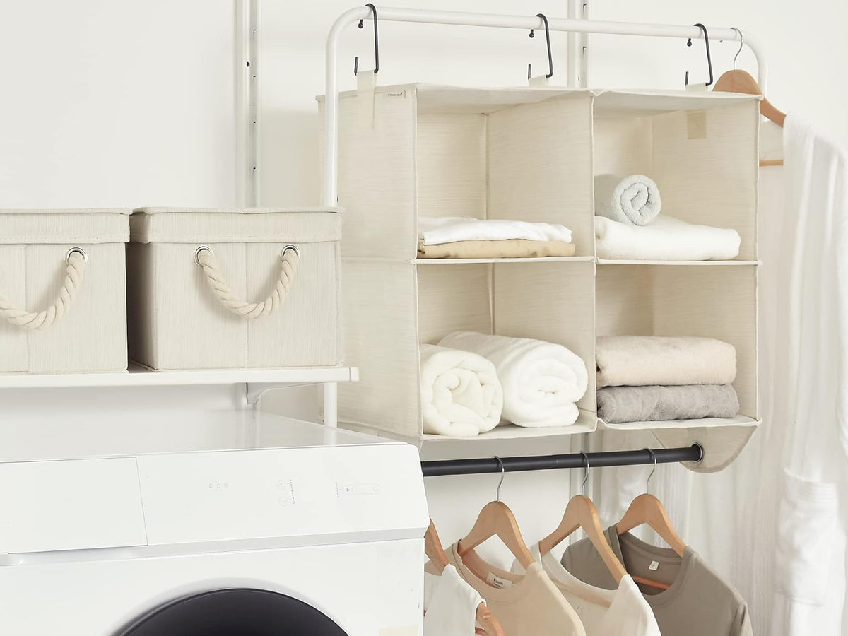 StorageWorks Hanging Closet Organizer with Rod, 4 Sections, 2 Tiers