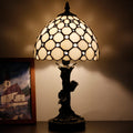 Tiffany Lamp Stained Glass Table Lamp White Crystal Pearl Bead Style
