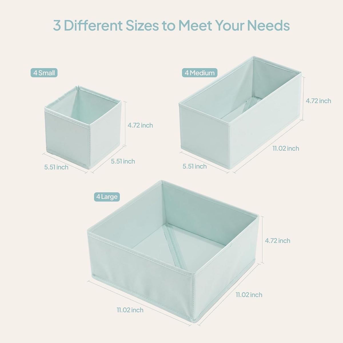 Baby Drawer Organizers, 12 Pack Foldable Fabric Nursery Storage Bins, Blue