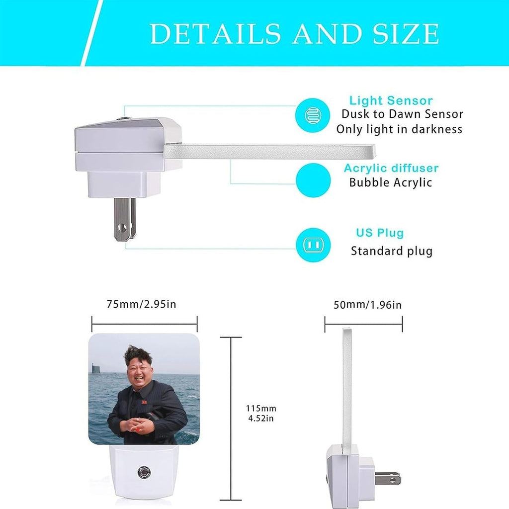 2Pack Funny Motivational Night Light Plug-in Dusk to Dawn Smart Sensor Led Nightlight for Bedroom Bathroom Kitchen Hallway Stairs Energy Efficient Decor Desk Lamp