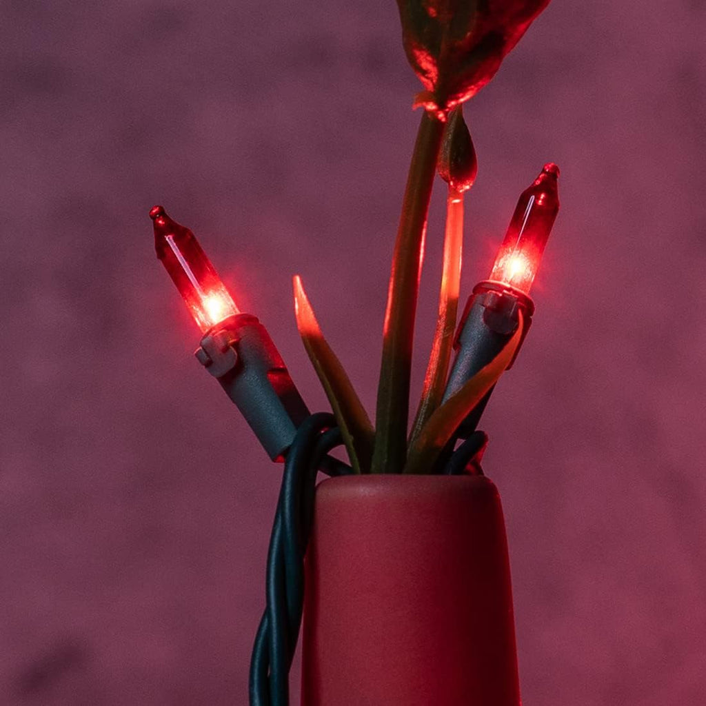 200 Red Christmas Lights, 2 Set 33 ft 100 ct Green Wire UL String Light