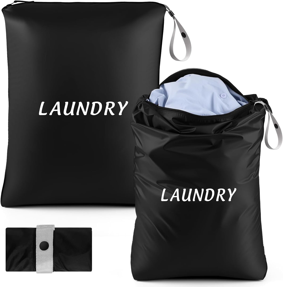 Dntorx 2 Pack Waterproof Travel Laundry Bags for Dirty Clothes with Handle