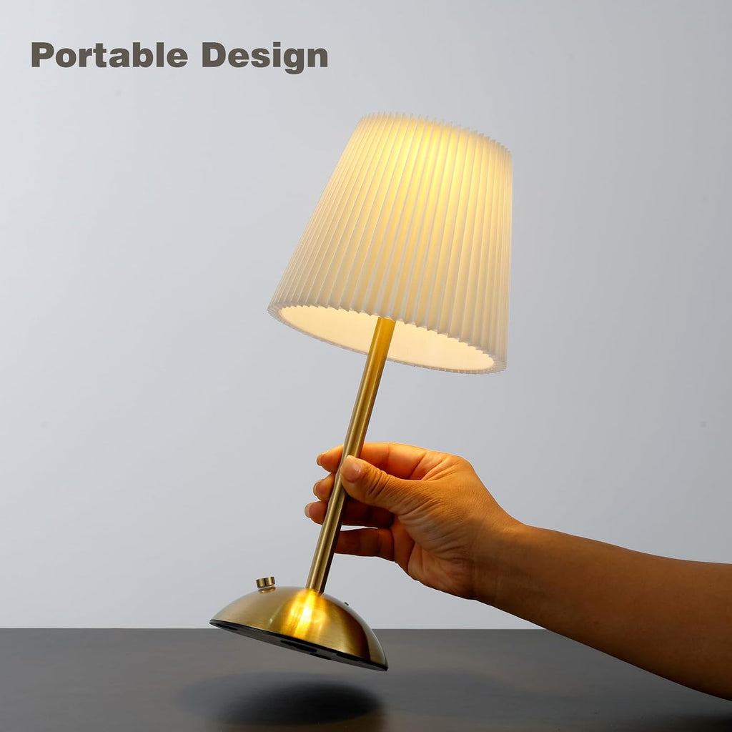 Cordless Rechargeable Table Lamp, 3-Color Touch Light, Antique Brass, Gift