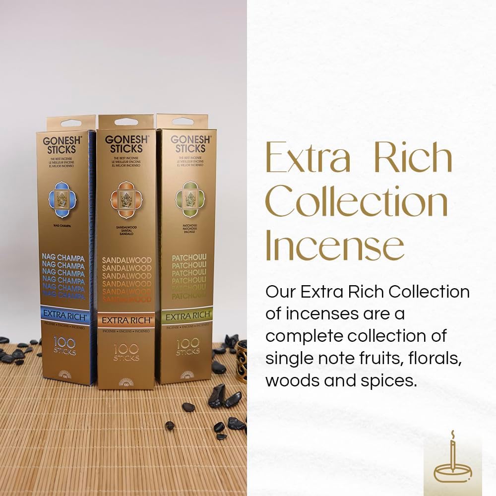 Gonesh - Extra Rich Scented Incense Sticks - Non-Toxic 10” Slow Burn Aromatic Sticks - Jasmine - 100 Pack