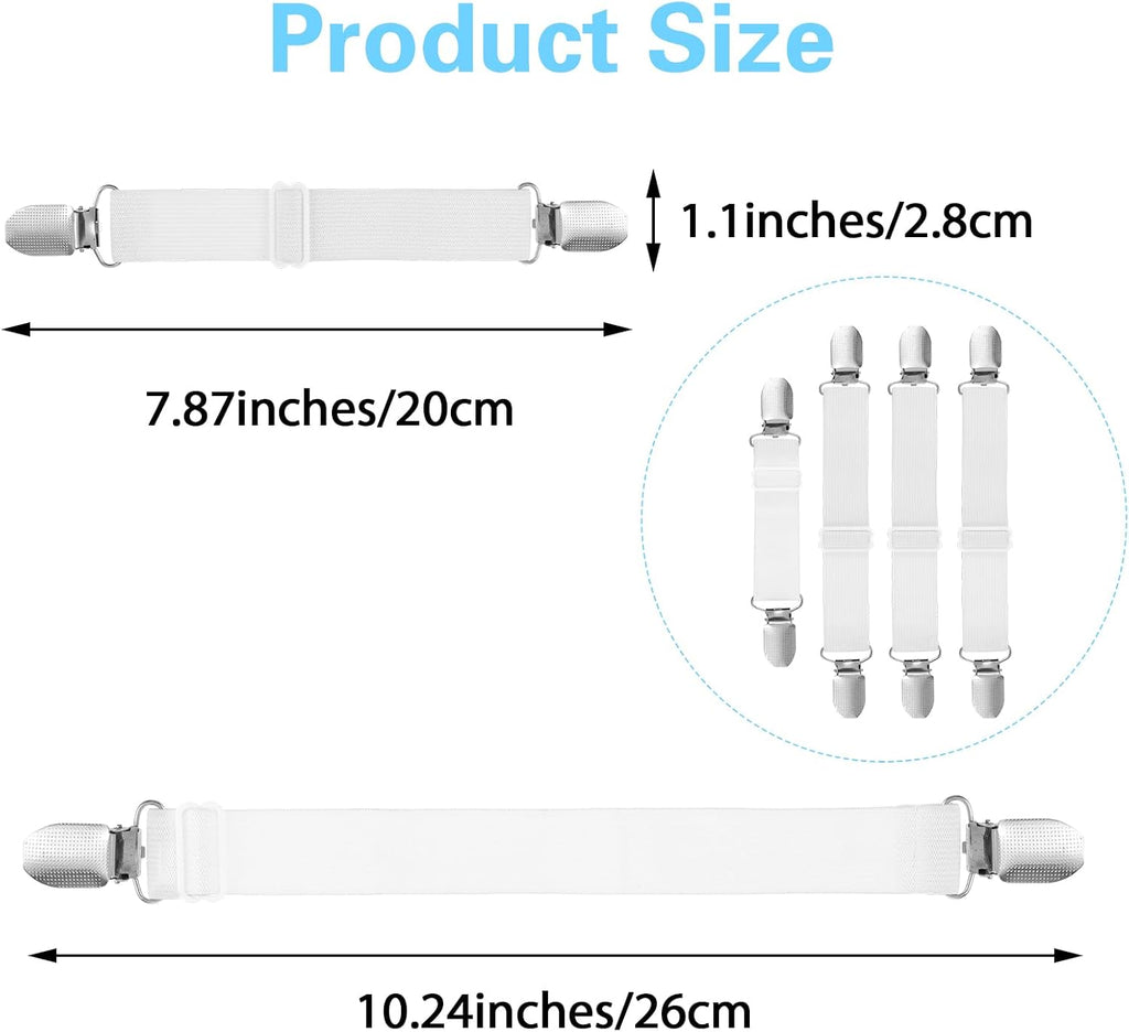 Ironing Board Cover Fasteners Binding 4 PC Elastic Straps Clips Keep Cushions From Sliding Sheet Fitted Suspenders Holders For Corners Couch Cover Stays Bands Garter Clamps Strap End Binding Tightener