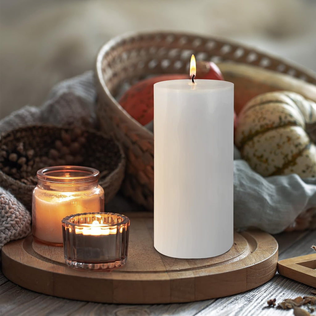 3 Pack 2.8 x 6 Hand Poured White Dripless Pillar Candles, 150 Hours Long Burning, Soy Candles, Non-Toxic, Unscented, Smokeless, for Power Outages & Emergency