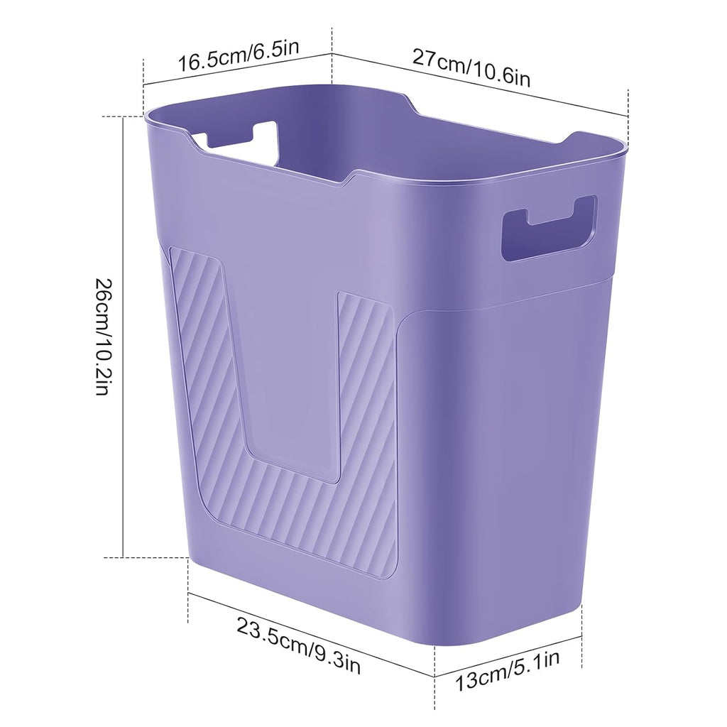 Small Purple Trash Can Wastebasket 2.2 Gallon Badroom Garbage Can